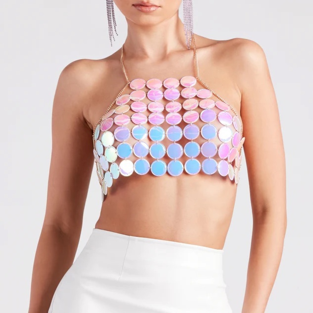 Disco Party Vibes Chain Crop Top